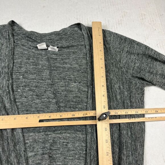 Artisan NY Linen Cardigan Gray Long Sleeve Draped Open Front Sweater SMALL * - Picture 8 of 11